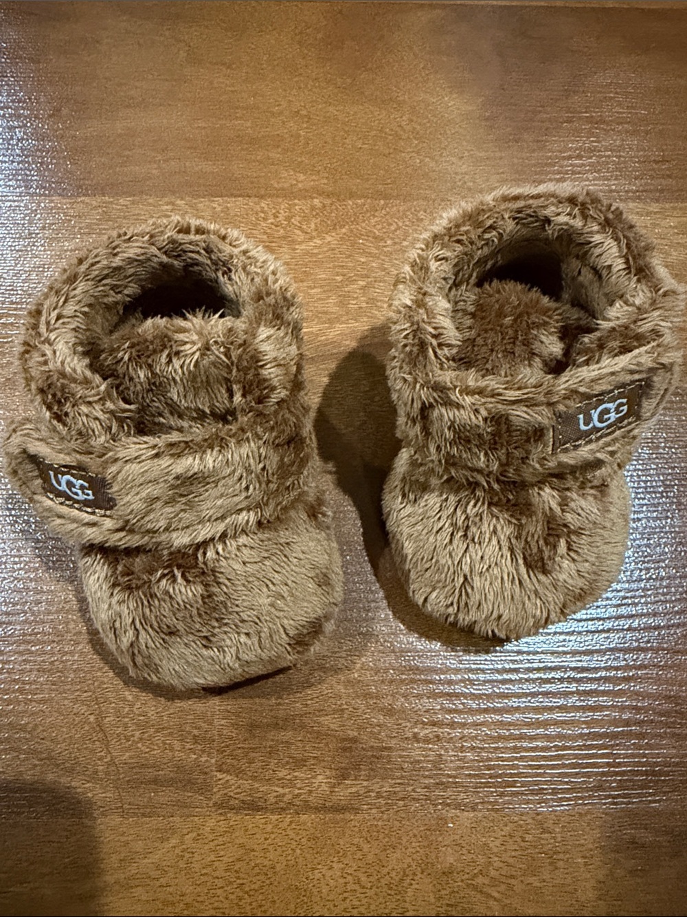 UGG Kids Chestnut Faux-Fur Hook-and-Loop Booties
